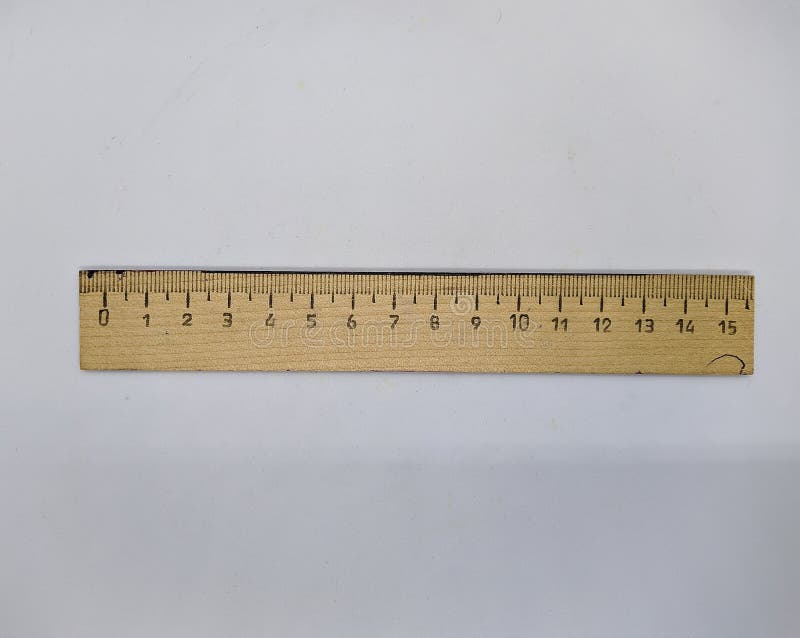 Wooden Ruler. One Old Wooden Ruler Ten Centimeters on a White ...