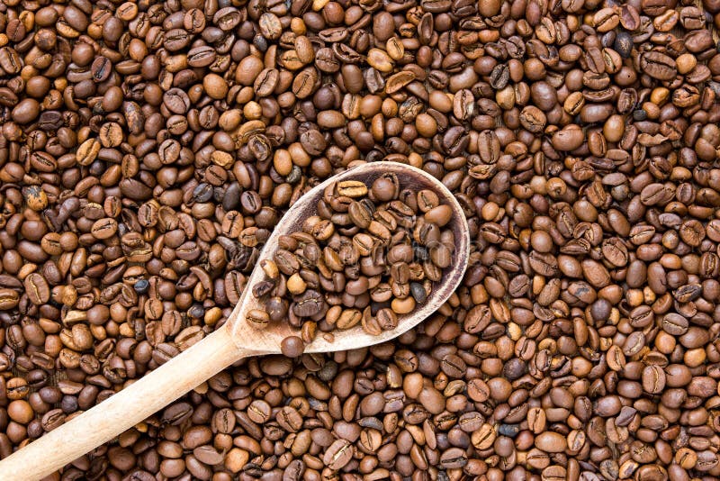 Wooden Scoop with Coffee Beans Stock Image Image of flavor, brown