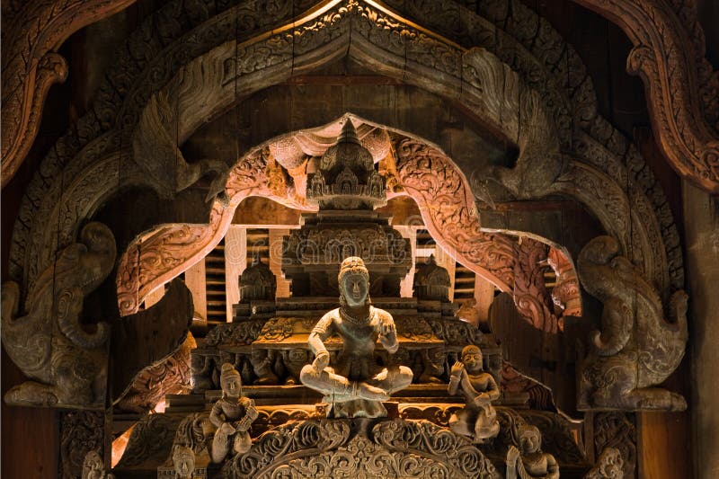 Wooden Sculpture Pattaya Sanctuary of Truth Thaila royalty free stock photo Wooden Sculpture Pattaya Sanctuary of Truth Thaila royalty free stock photo