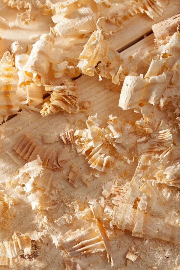 Wooden Shavings of Oak and Pine, Background and Texture Stock Image