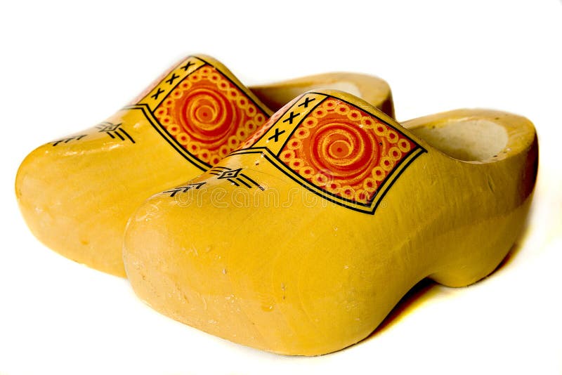 yellow wooden clogs