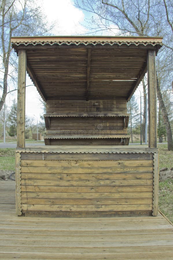 Wooden shop with shelves stock image. Image of department 147487835