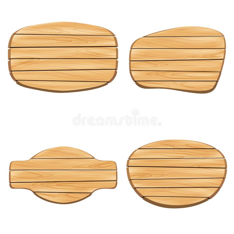Wooden sign boards set with different shapes isolated on white background vector illustration Wooden sign boards set with different shapes isolated on white background vector illustration