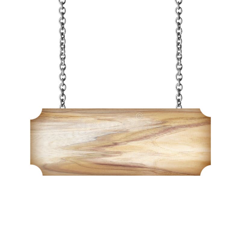Wooden Sign Hanging on a Chain Isolated on White Stock Photo Image of