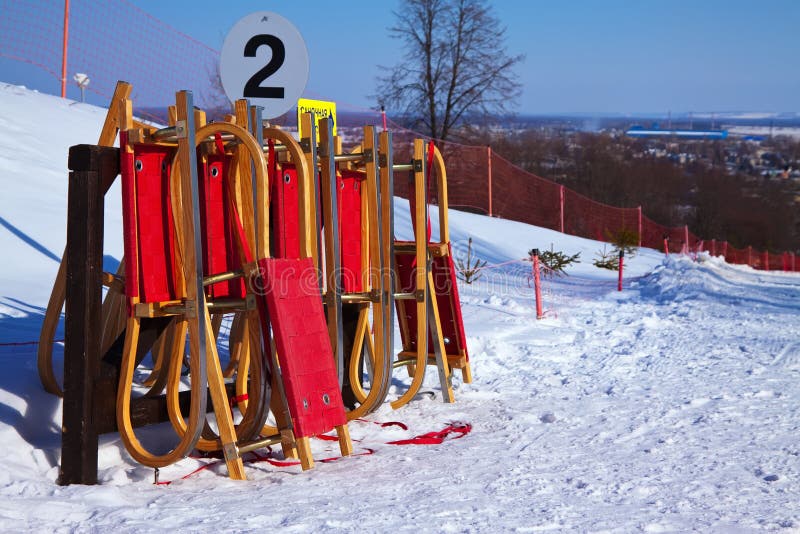 Wooden sleds stock image. Image of sled, sledding, rent 24195955