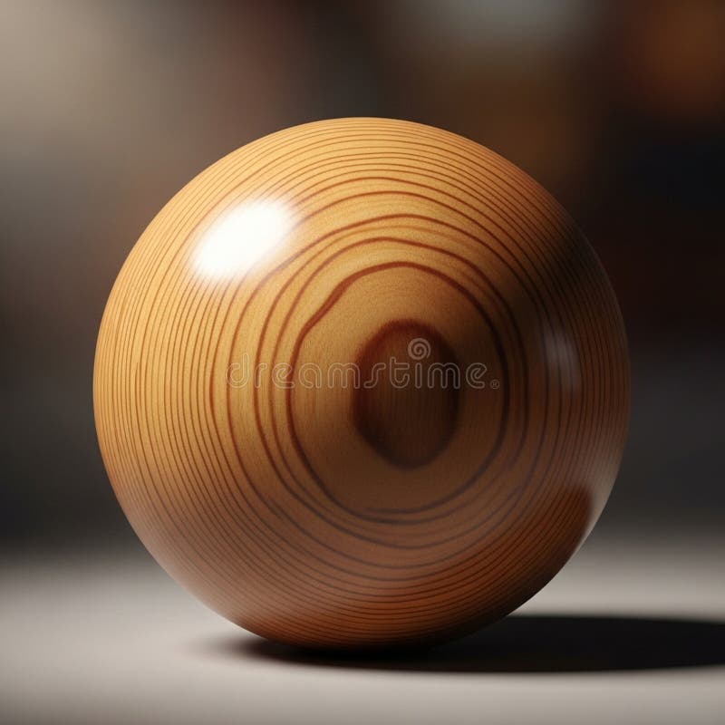 A wooden sphere with visible grain patterns creating concentric circles royalty free illustration