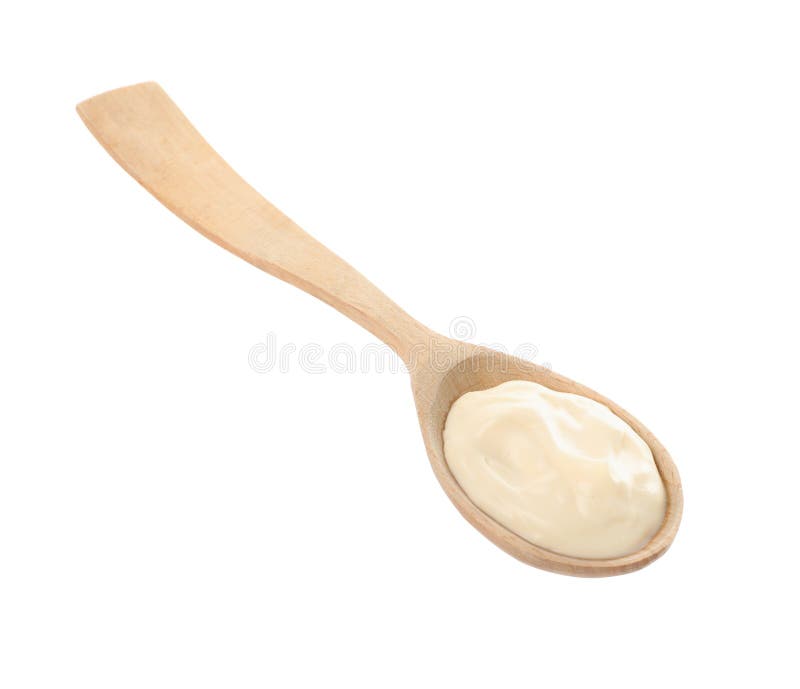 Wooden Spoon with Mayonnaise Isolated on White Stock Image Image of cooking, gourmet 240469165