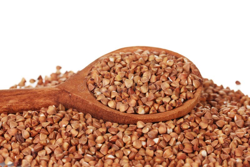 Wooden Spoon with Raw Buckwheat Stock Image Image of white, wooden