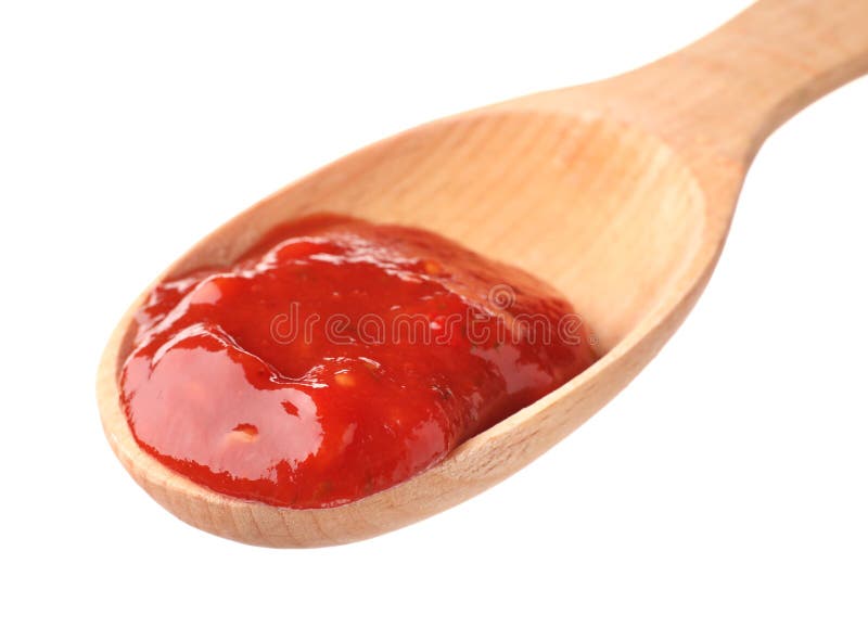 Wooden Spoon with Red Sauce on White Stock Image Image of fresh