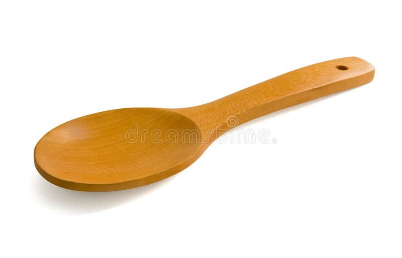 Wooden spoon on white background