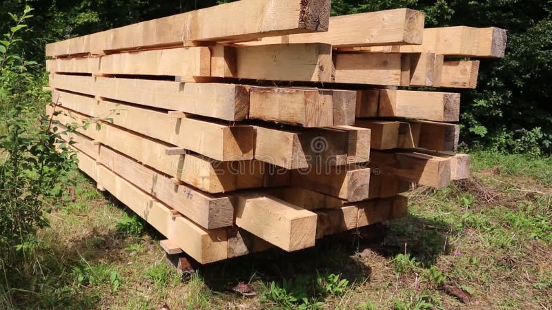 Wooden squared timbers for the building of wooden house