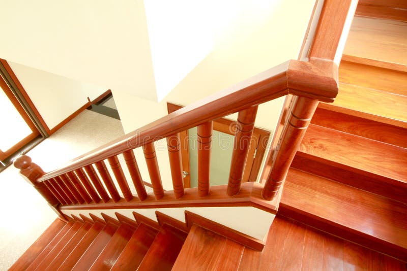 Wooden stairs and handrail