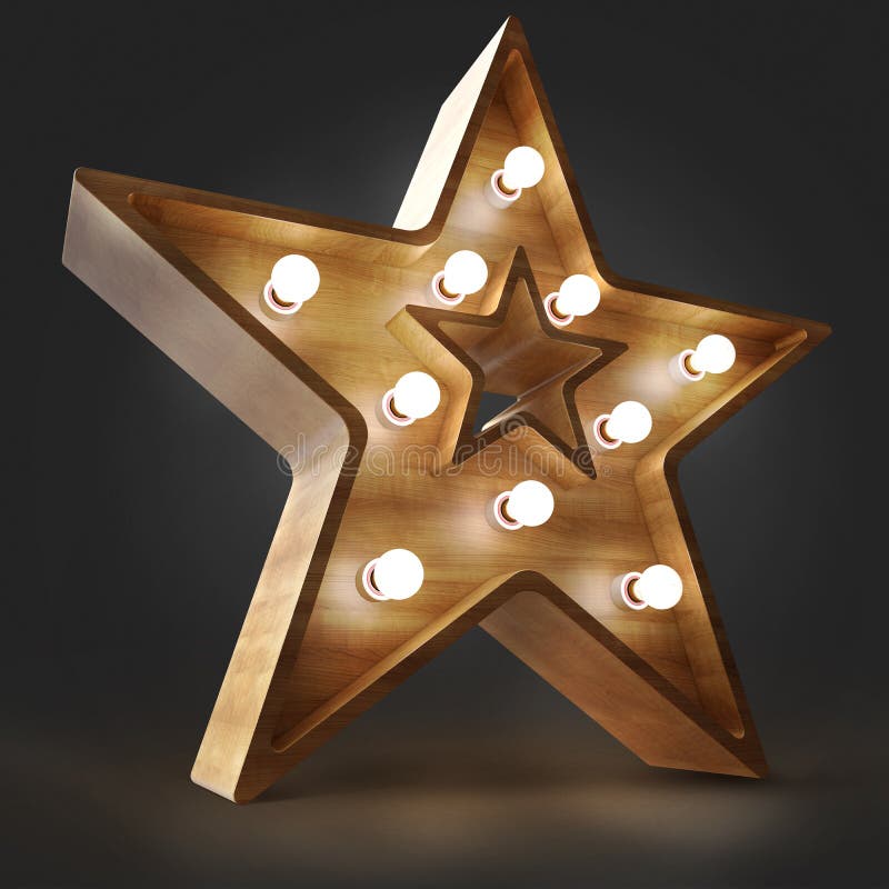 Wooden star light banner. stock illustration. Illustration of festival