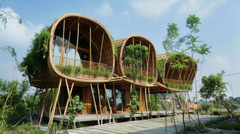 Wooden Structure Covered with Growing Plants Stock Photo - Image of