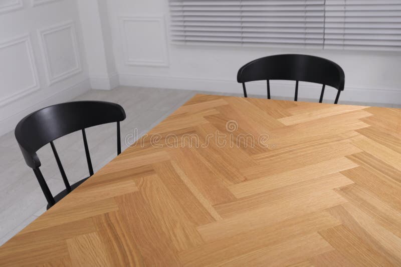 Wooden Table and Black Chairs. Interior Design Stock Photo Image of