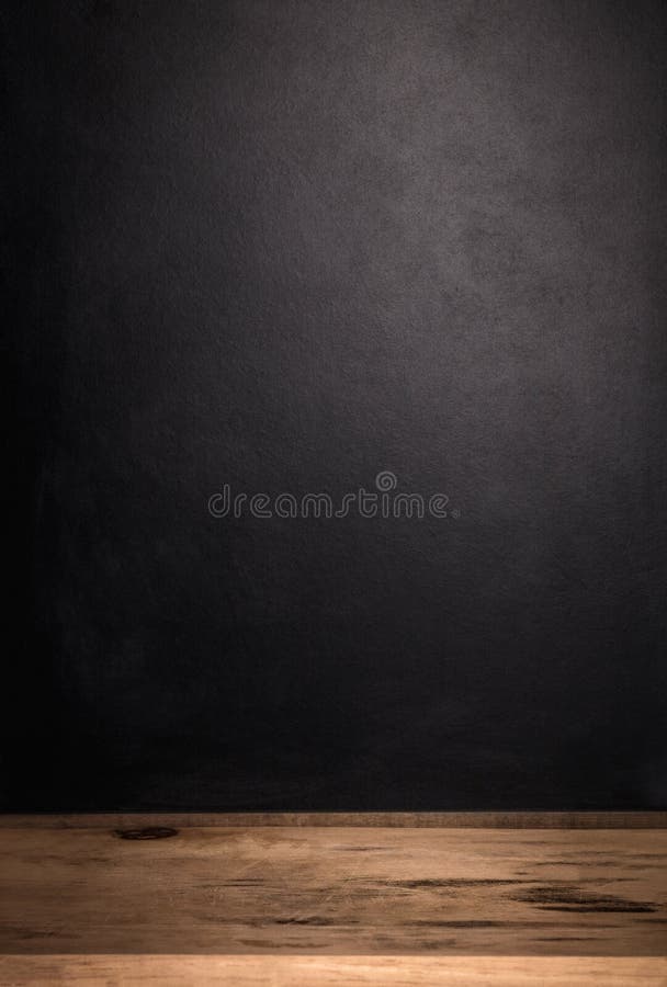 Wooden table and dark background. Retro backdrops for your design. Product shelf