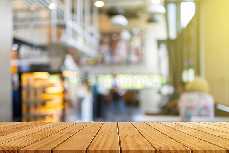 Wooden Table in Front of Blurred Coffee Shop Background with Bokeh for  Background Usage Stock Image - Image of cafe, defocused: 191954757
