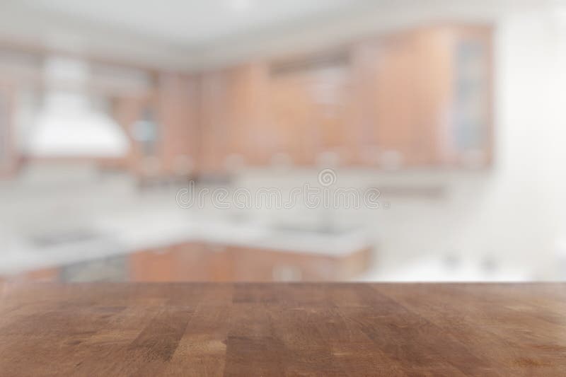 Wooden Table in the Kitchen Stock Photo - Image of room, desk: 242069832