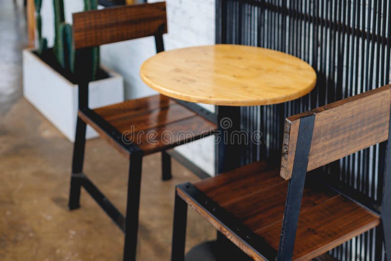 Wooden Table Set in the Restaurant Stock Image Image of cosy