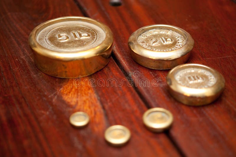 Wooden Table and weights stock image. Image of furniture 13271895