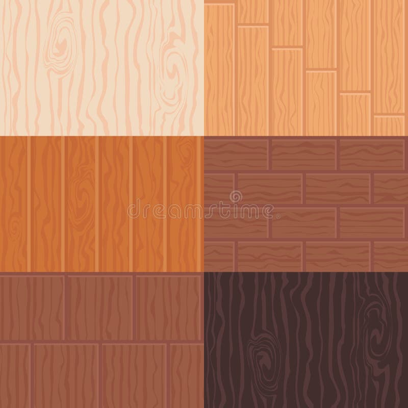 Cartoon seamless wooden textures set. Wood backgrounds for mobile game.