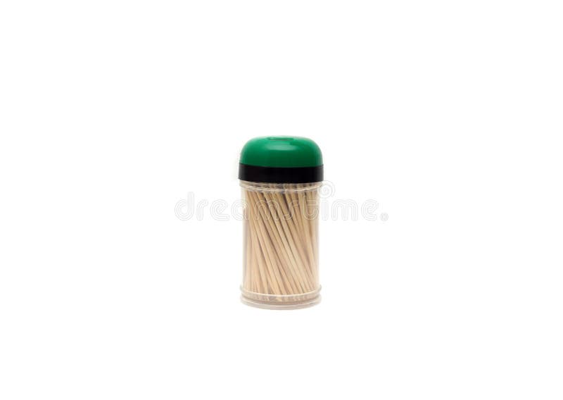 Wooden toothpicks on a white background