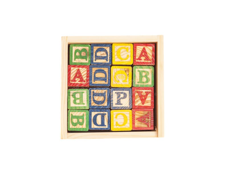 Wooden Toy Cubes with Letters on Box Stock Photo Image of wooden