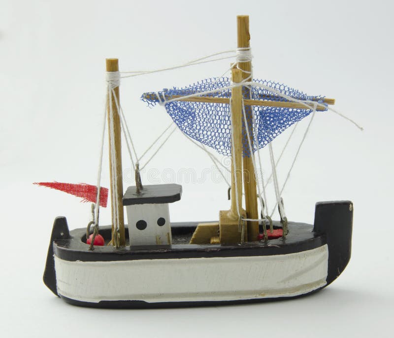 wooden toy fishing boat stock photo. image of