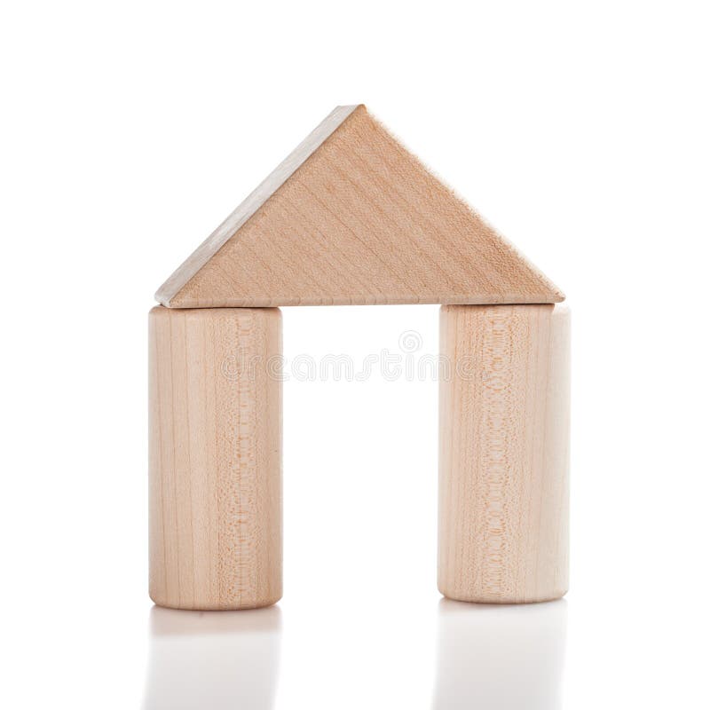 Wooden toy house isolated stock photo. Image of cube 39700304