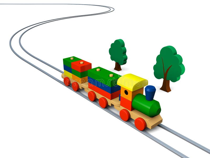 Wooden Toy Train with Track Stock Illustration Illustration of