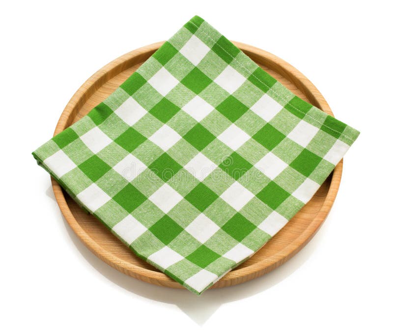 Wooden Tray and Napkin on White Stock Image Image of purity, round