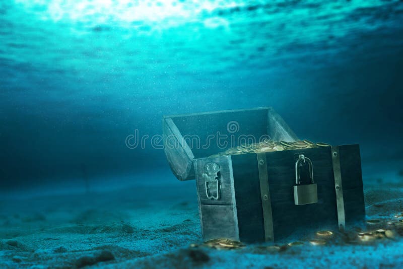 Underwater Treasure Pirate Chest Gold Stock Photos Free & Royalty