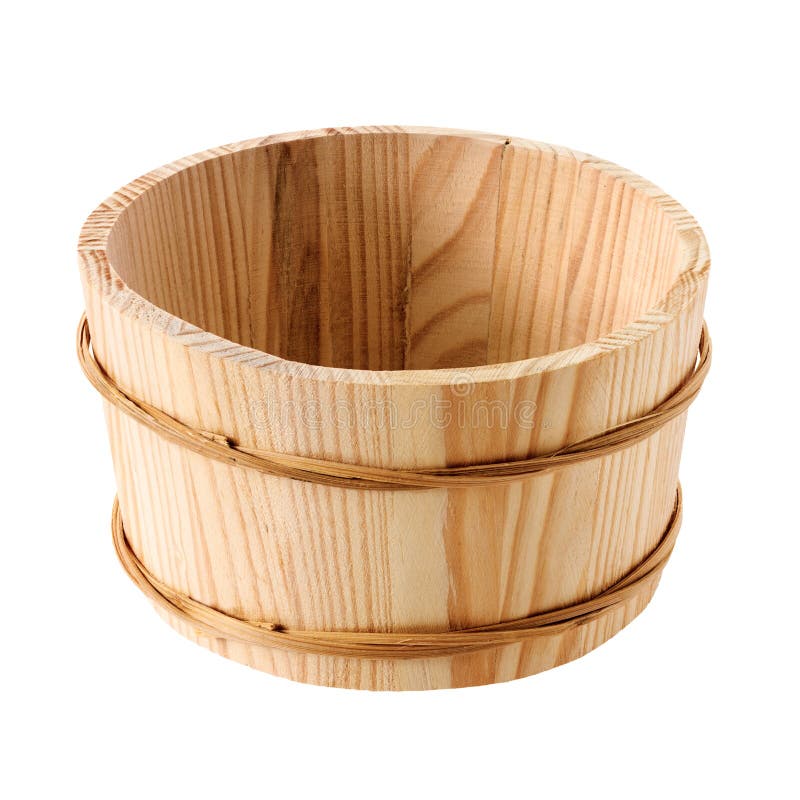 Wooden Tub Pail Wood Bucket Vat 60 Liter 15.8 Gallon Natural Wood 