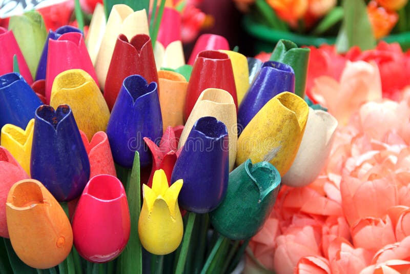 Wooden tulips in Amsterdam stock photo. Image of bouquet 10534006