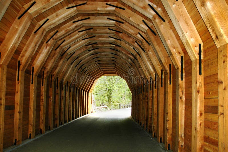 Wooden Tunnel stock photo. Image of brown, road, curve 14059858