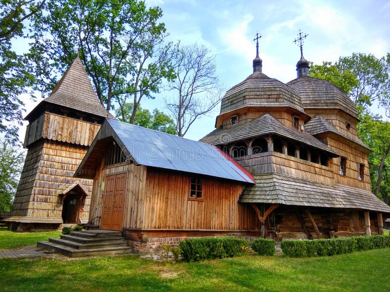 Wooden Ukrainian greek catholic church of Holy Mother of God in Chotyniec, Podkarpackie, Poland.