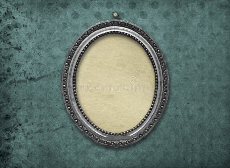 Wooden vintage silver victorian tondo frame for museum exhibition stock photos Wooden vintage silver victorian tondo frame for museum exhibition stock photos