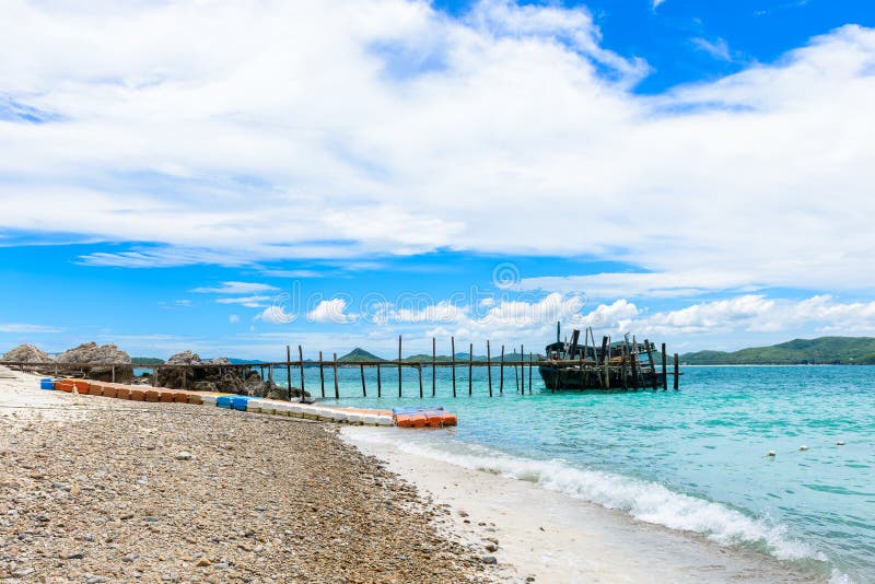 White Sand Beach With Blue  Sea  On KohKham Stock Photo 