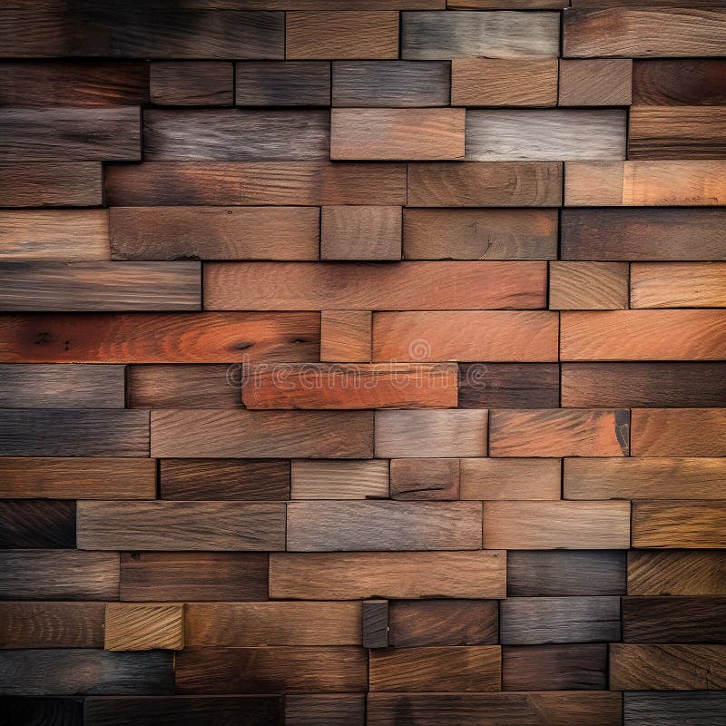 Wooden wall texture background for interior design. Wooden background with natural pattern for design and decoration. Wooden planks of different types and shades, side view. AI generated