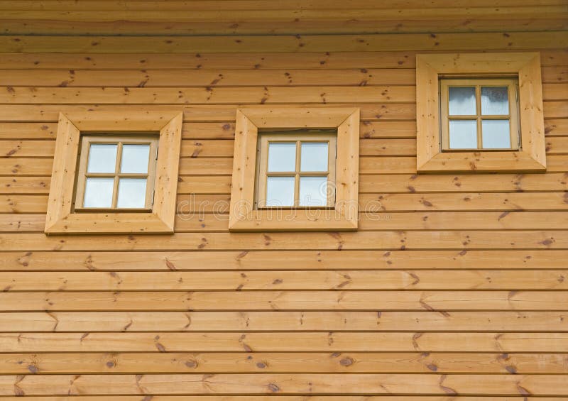 Wooden wall with windows