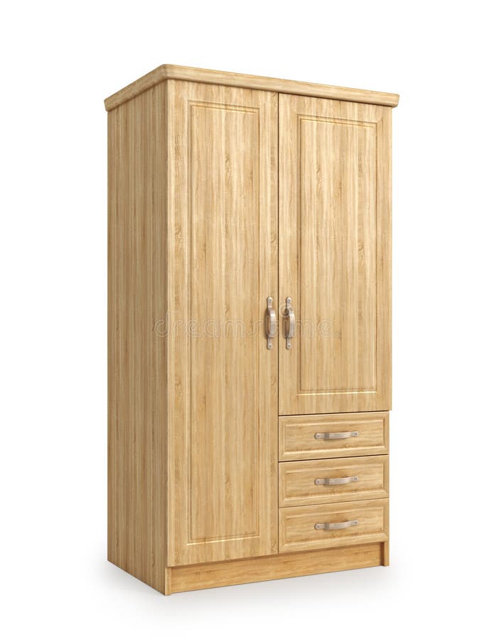 Wooden Wardrobe with Doors and Drawers Stock Image Image of home