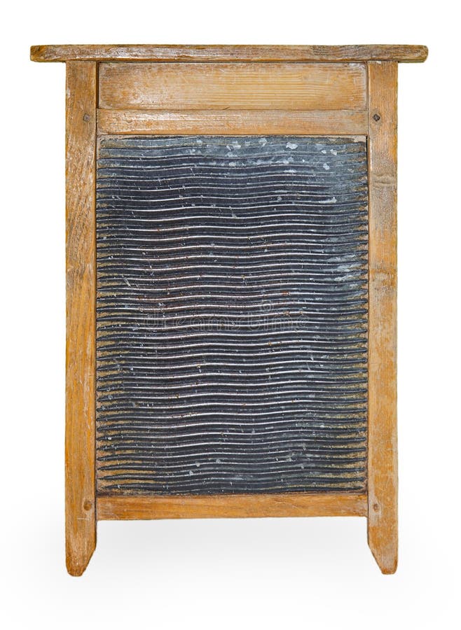 Vintage Laundry Washboard And Scrub Brush Stock Photo - Download