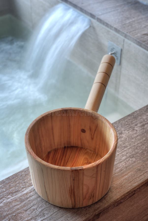 Bath Bucket With A Towel At A Hot Spring Bath At Japanese Onsen Stock  Photo, Picture and Royalty Free Image. Image 55005915.