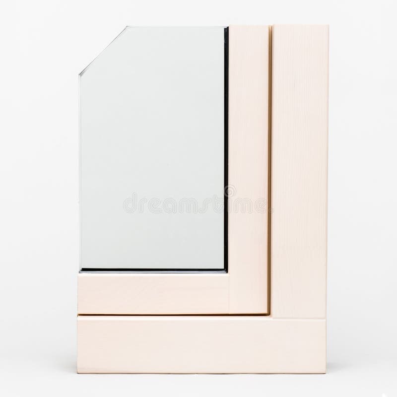 Wooden window with aluminium wrap sample, stock photos Wooden window with aluminium wrap sample, stock photos