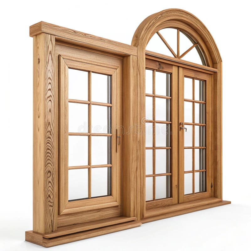 Wooden window frames isolated on white background vector illustration