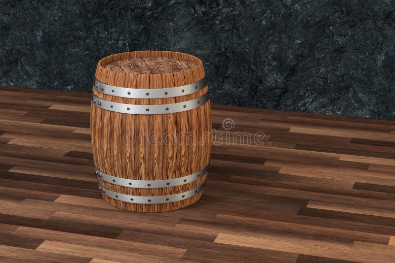Wooden winery barrel with dark rust background, 3d rendering royalty free illustration Wooden winery barrel with dark rust background, 3d rendering royalty free illustration
