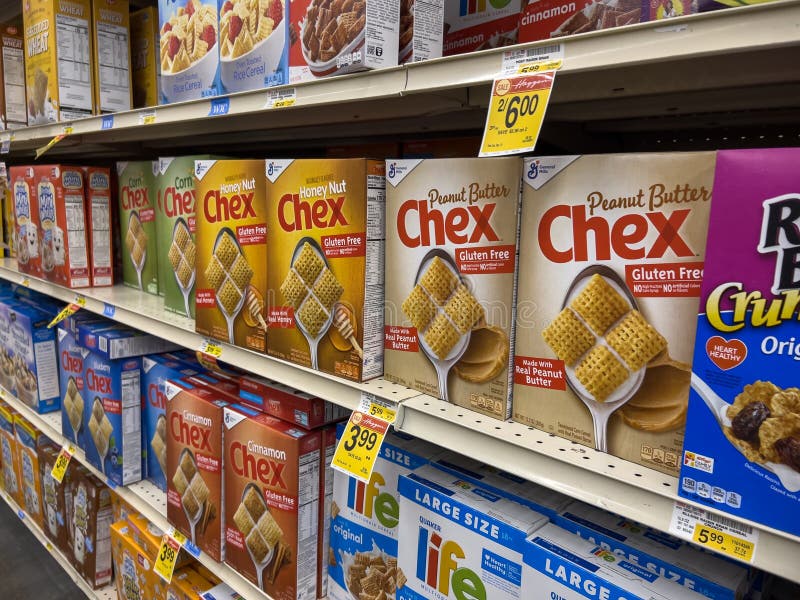 Woodinville, WA USA Circa December 2022 Angled View of Chex Cereal for Sale Inside a Haggen