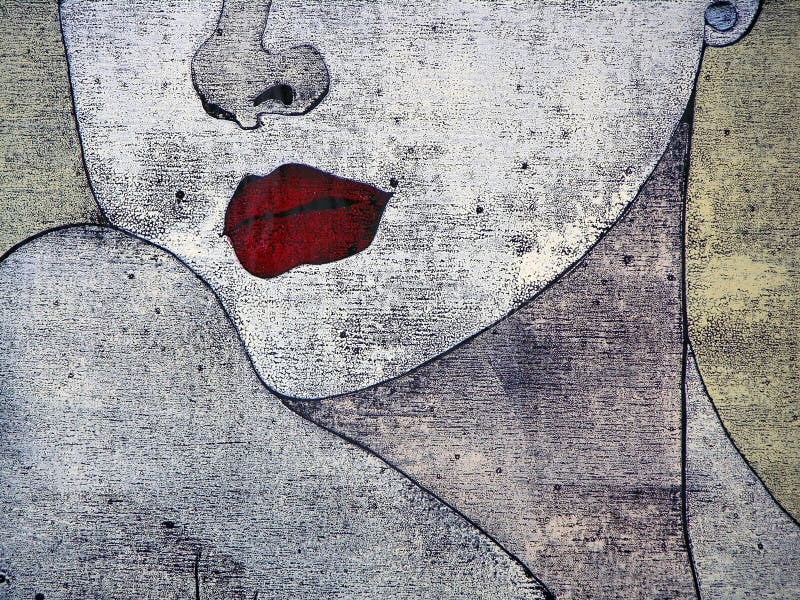 Woodprint - portait de una mujer stock de ilustración Woodprint - portait de una mujer stock de ilustración