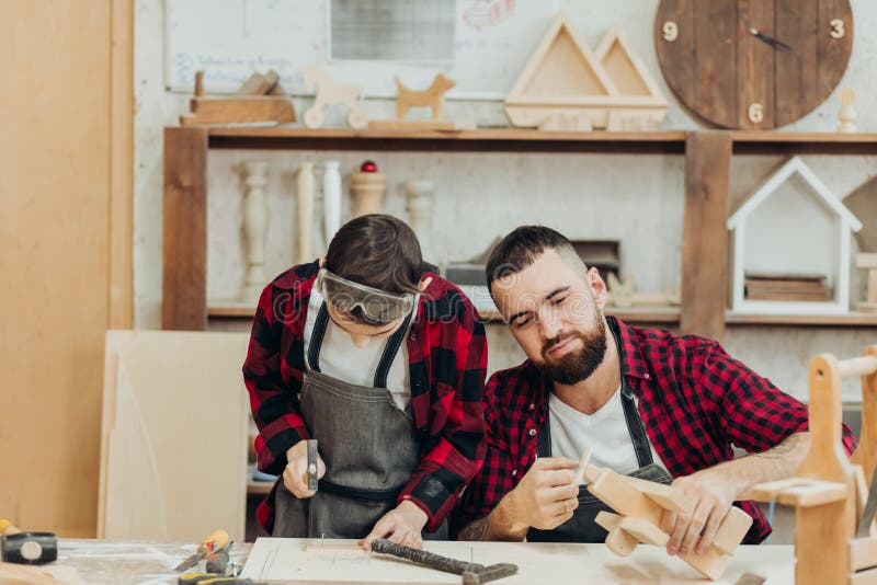 Woodwork Classes for Children and Creativity Concept Stock Photo Image of shaving, father