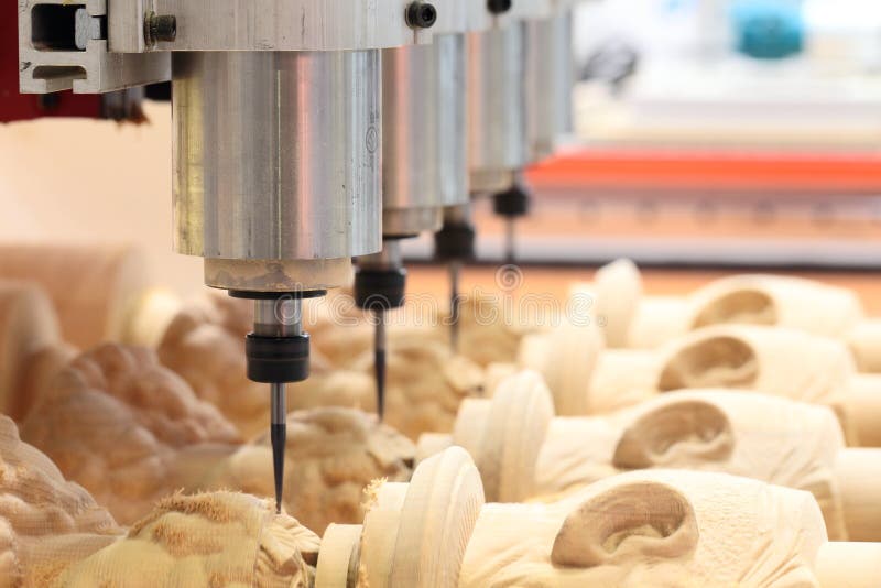 Woodworking milling and copy machine in working process. Closeup machine tool stock images, royalty-free photos and pictures